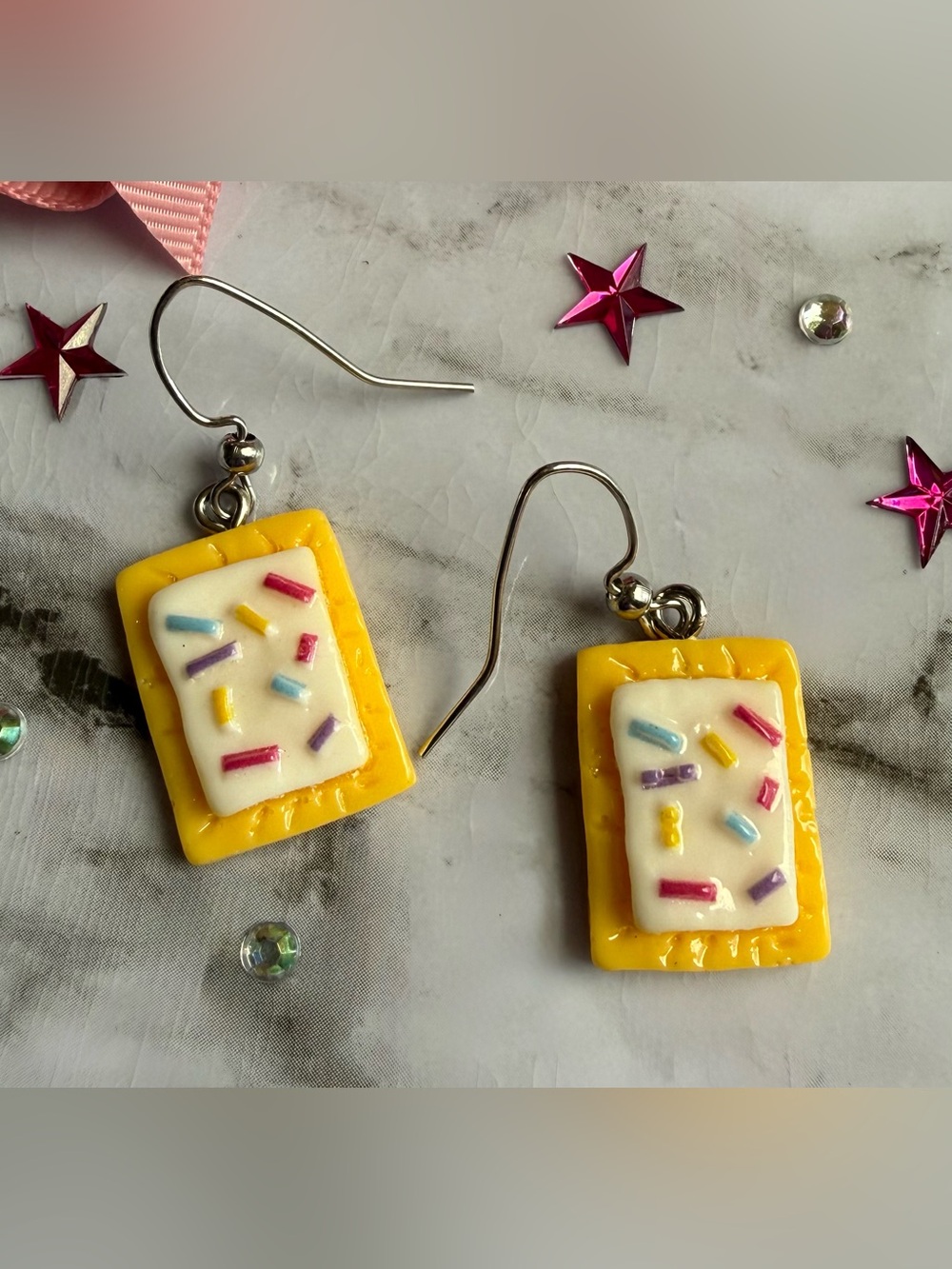 Breakfast Pastry Dangle Earrings with Sprinkles